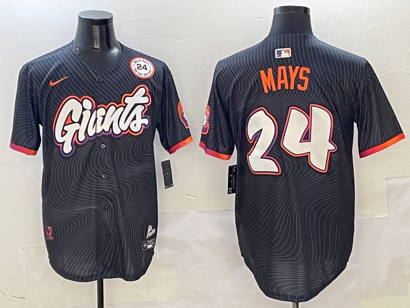 Men San Francisco Giants #24 Mays Black Second generation Joint Name Nike 2025 MLB Jersey style 7